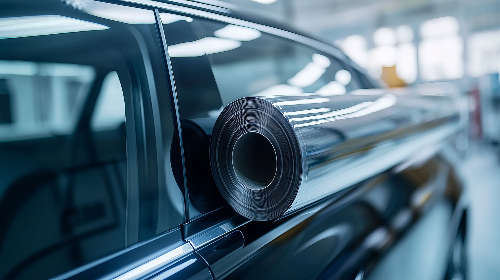 roll of ceramic window tint prior to installation